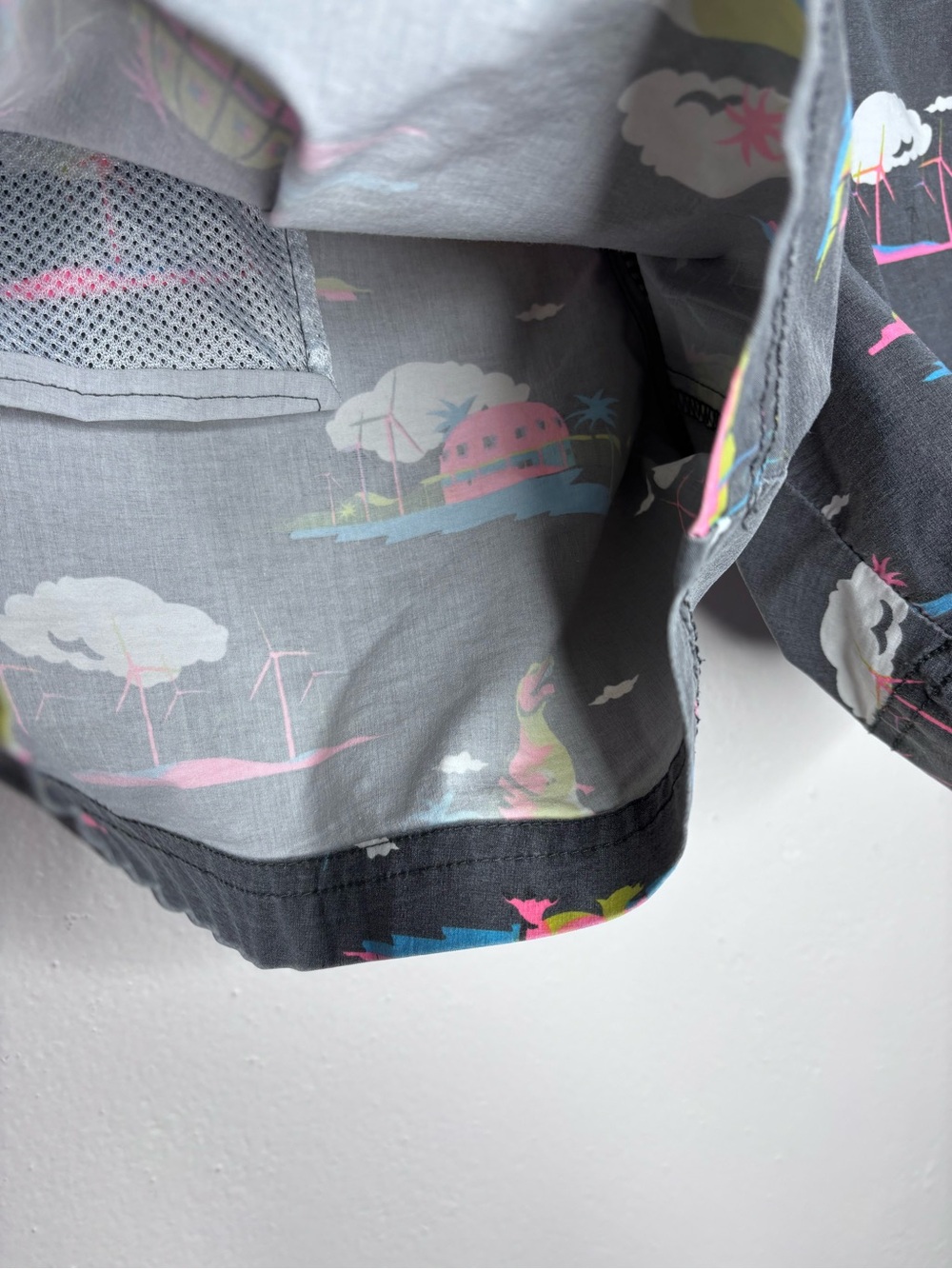Party Pants Printed Swim Trunks Dinosaur Palm Springs Gray Vintage Wash Size L - Picture 5 of 7